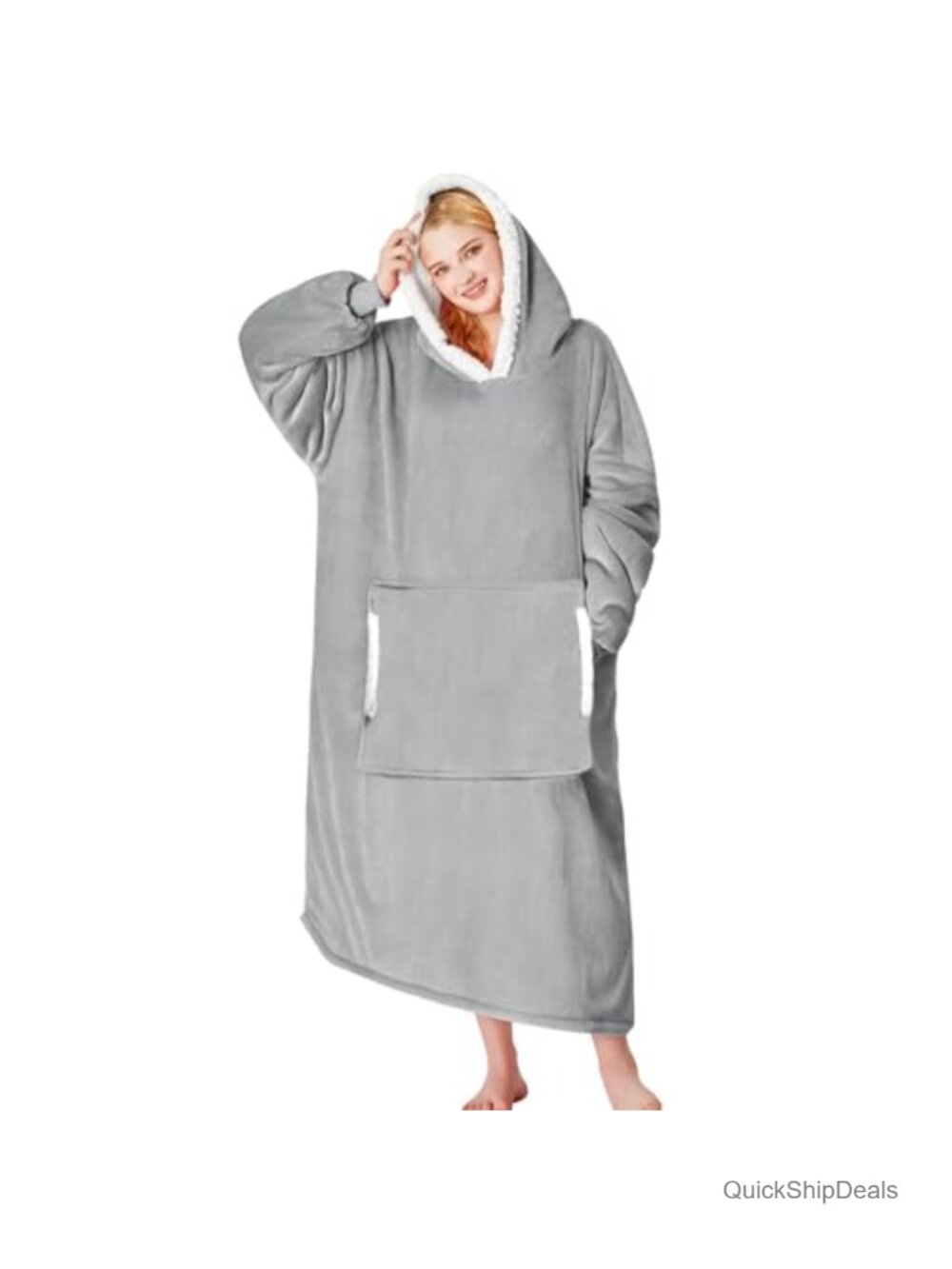 Wearable Blanket Hoodie Sherpa Fleece Oversized Snuggle Wrap for Women
